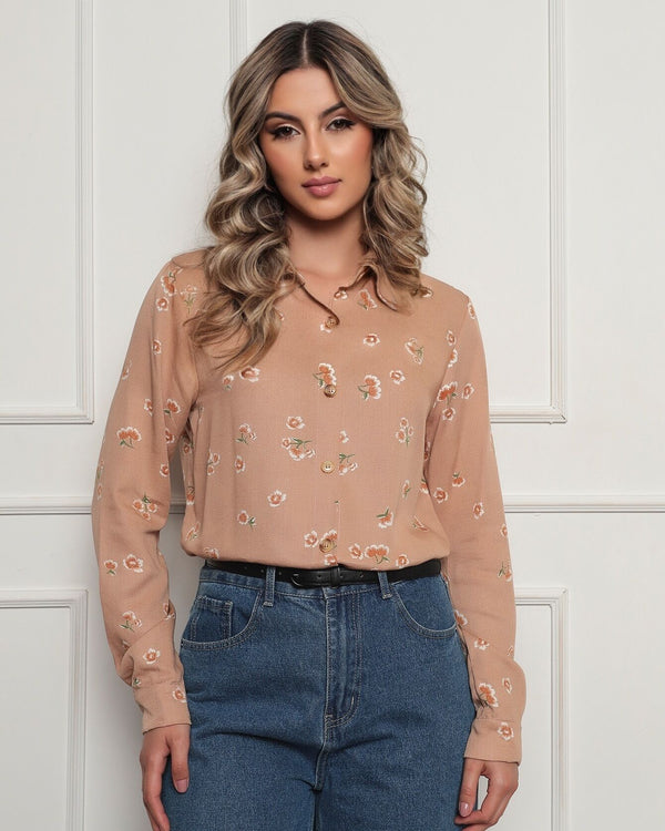 Camisa Flora com Estampa Delicada